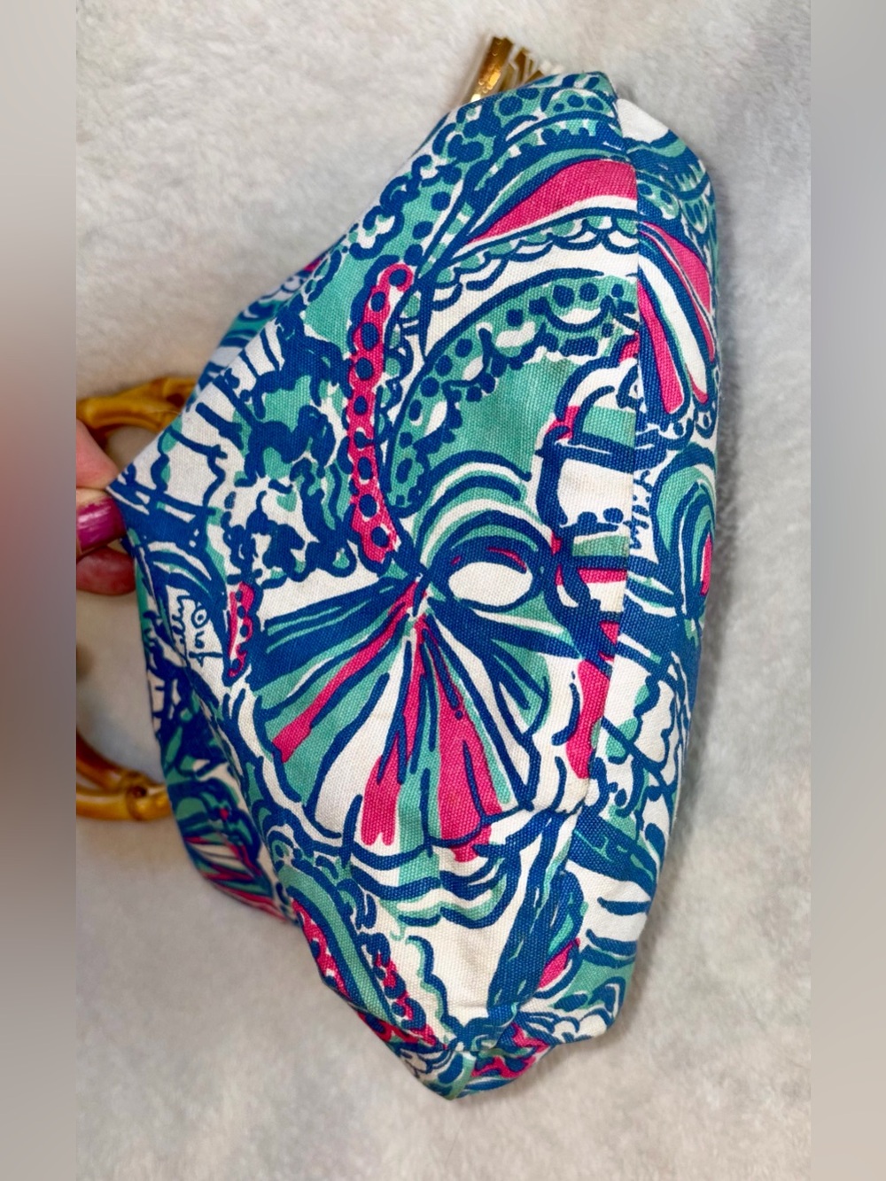 Lilly Pulitzer Bamboo Handle Bag Limited Edition - Picture 4 of 10